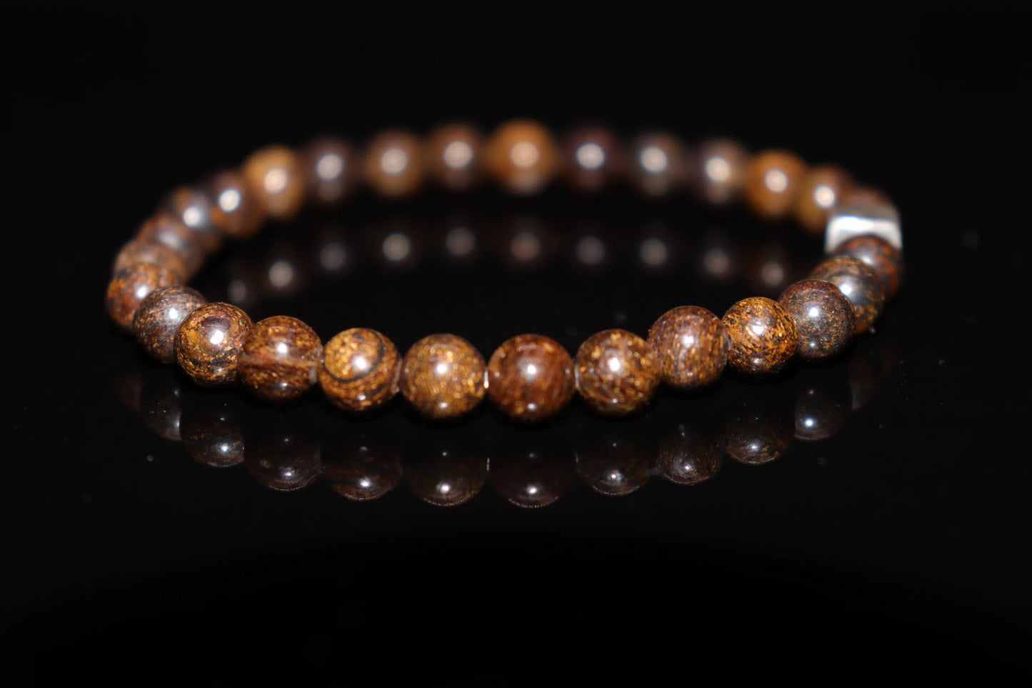 Close-up detail of copper ore bracelet showing raw copper vein textures in natural earth stone, alchemical Venus metal creativity gemstone jewelry