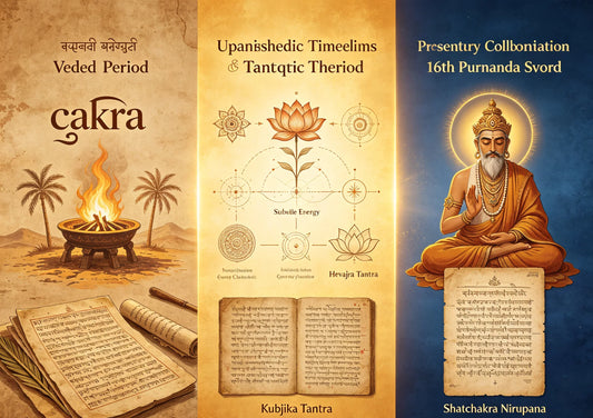 Timeline of chakra theory's evolution from the Rigveda to the 1577 Ṣaṭ-Cakra-Nirūpaṇa