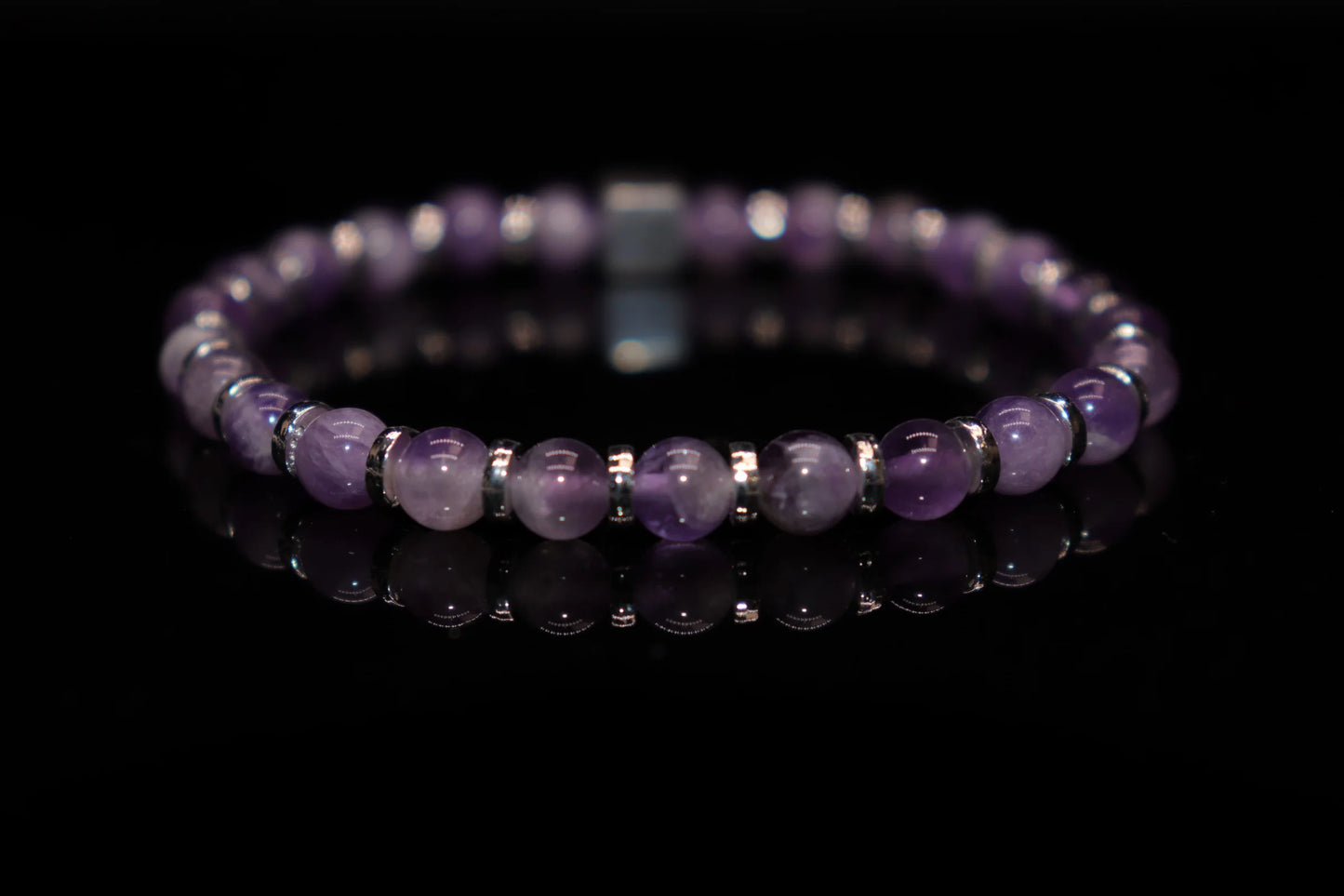 Amethyst healing bracelet for anxiety relief and enhanced intuition, crown chakra crystal jewelry for emotional balance and clear decision-making