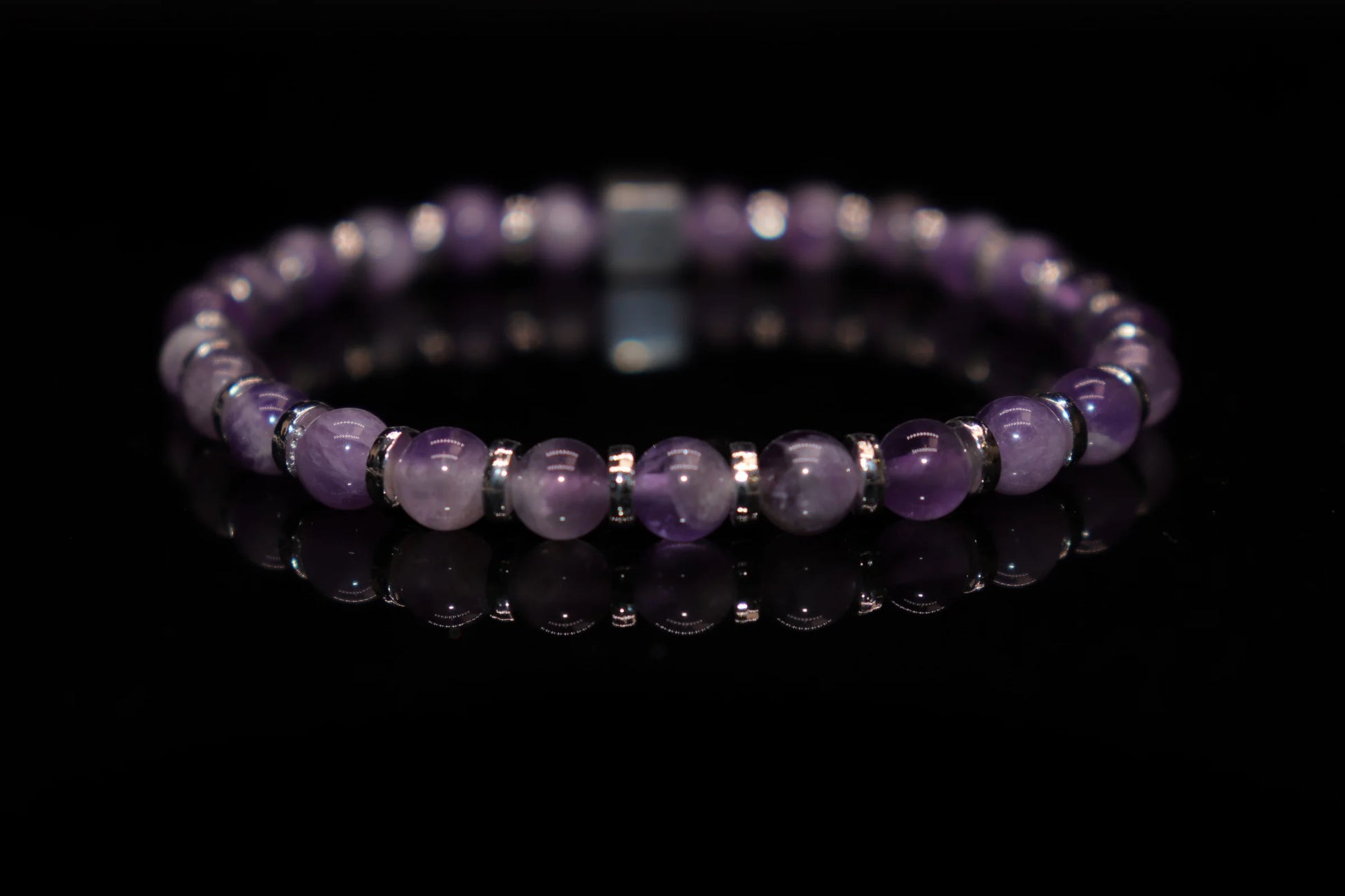 Amethyst healing bracelet for anxiety relief and enhanced intuition, crown chakra crystal jewelry for emotional balance and clear decision-making
