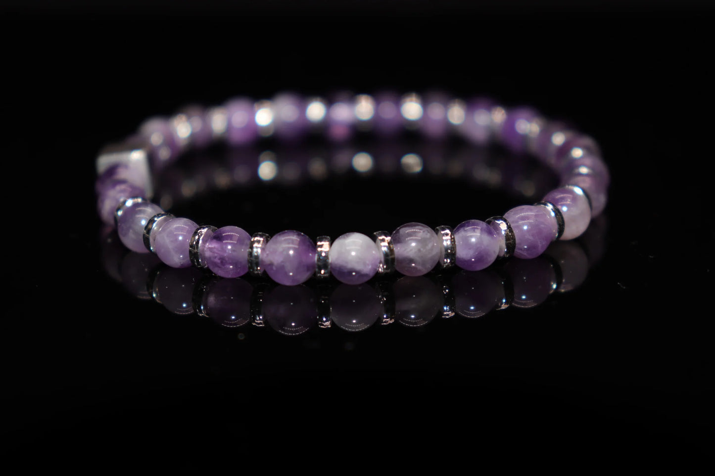 Amethyst February birthstone bracelet associated with St. Valentine, symbol of eternal love and loyalty, perfect romantic gift jewelry