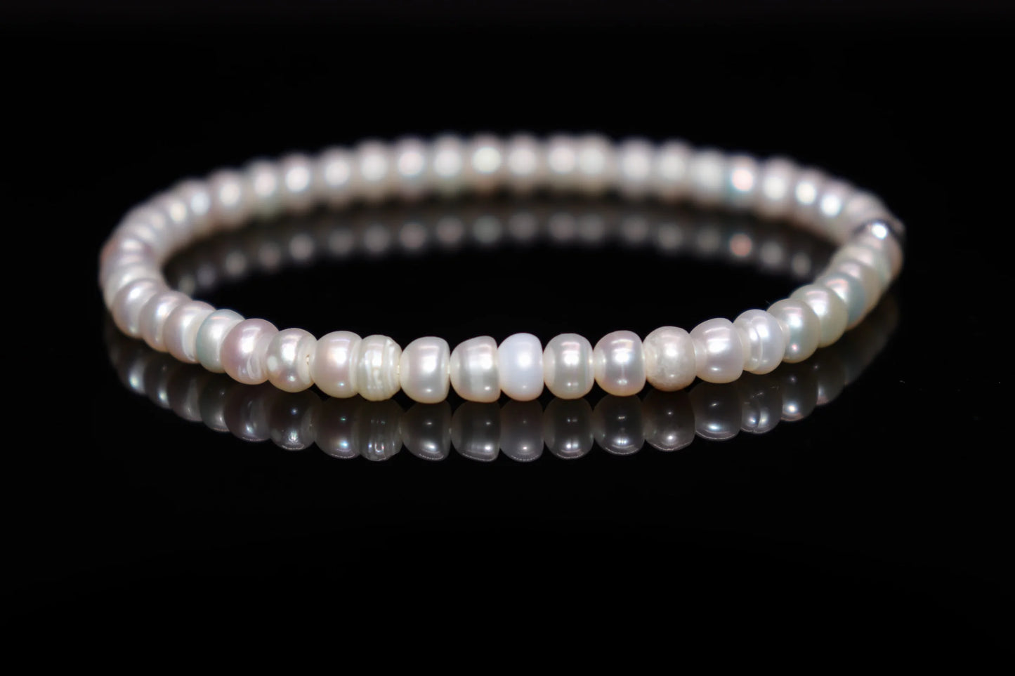 Pearl silver bracelet 6mm with natural iridescent luster freshwater pearls, timeless elegance and classical beauty jewelry product photo